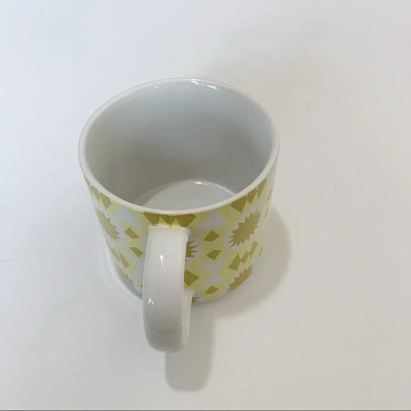 West Elm Initial Mug “F” Gold Yellow Aztec Print‎ Coffee Tea Ceramic Monogram - Picture 8 of 9